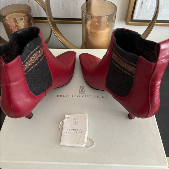 Brunello Cucinelli Leather Acne Boots; Excellent condition; Size 38; Burgundy ; - Picture 7 of 12